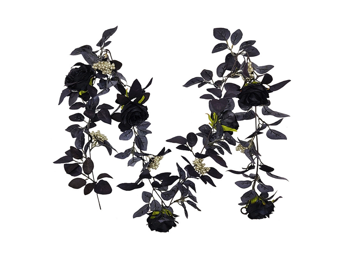 Guirnalda decorativa de rosas artificiales para vino, ideal para Halloween (180 cm)