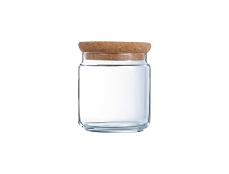 LUMINARC Pure Jar - Bote Hermético Redondo de 0.75L en Vidrio con Tapa de Corcho