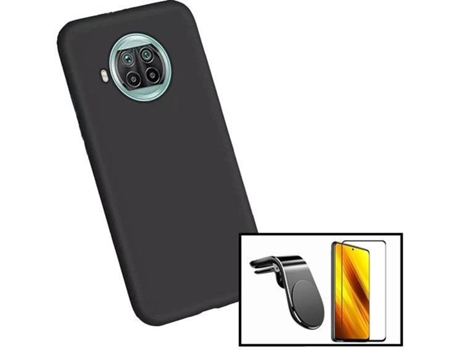 Kit Funda, Protector de Cristal Templado y Soporte Xiaomi Mi 10T Lite 5G Full Cover Negro