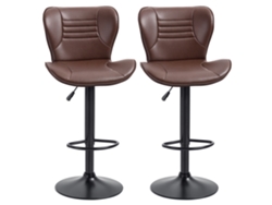 Conjunto de 2 Banquetas de Bar Estofadas em Couro Sintético, Giratórias, com Encosto e Apoio para os Pés, 46,5 X 54 X 88 108 Cm S/MARCA