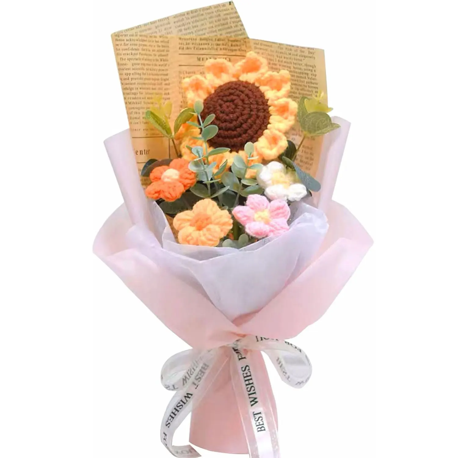 Ramo De Girasoles De Ganchillo (rosa), El Regalo Perfecto.
