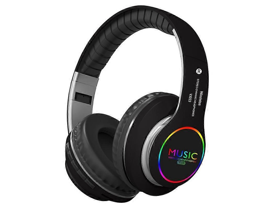 Auriculares multifuncionales Hengrongshen VJ033 con Bluetooth 5.0, micrófono, estéreo inalámbrico LED y radio FM.