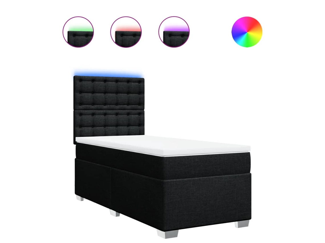 Maison Exclusive - Cama Box Spring Con Colchón Tela Negro 90x190 Cm
