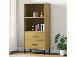 Librería con 2 cajones OSLO madera maciza marrón 60x35x128,5 cm