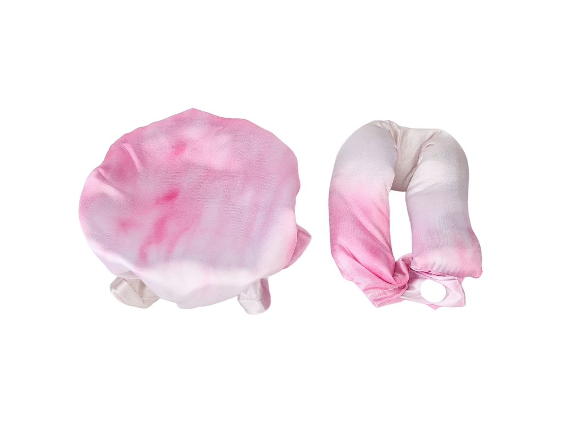 Rodillo Sin Calor De Satén Suave Portátil Para Rulos Tye Dye Para Casa Rosa Con Diadema