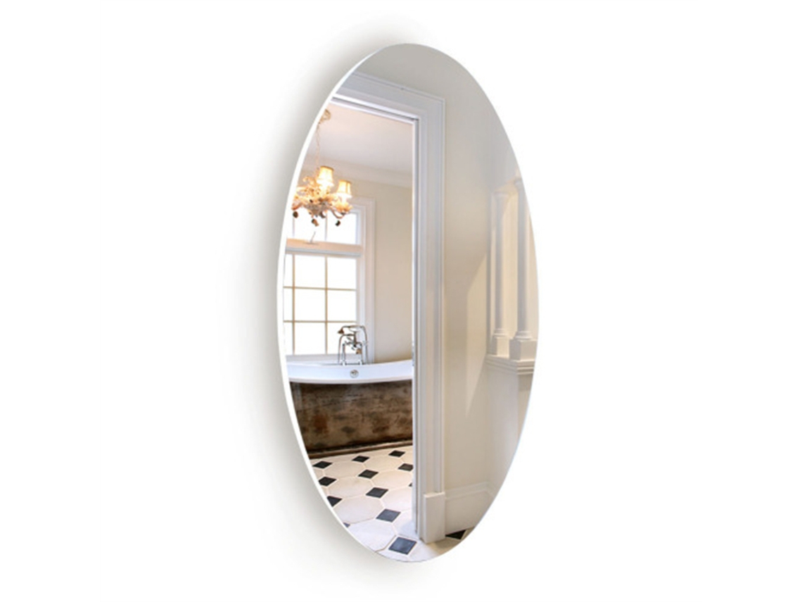 Espejo De Pared Ovalado Sin Marco, Apto Para Baños O Dormitorios, Se Puede Colgar Horizontal O Verticalmente, 64 X 37 Cm.