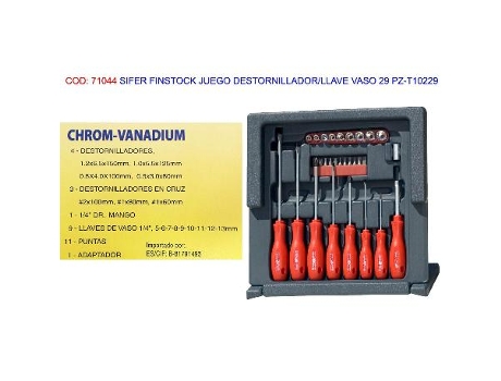 Sifer finstock juego destornillador-llave vaso 29 pz-t10229