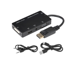 Adaptador Displayport Para Hdmi/vga/dvi Com Áudio 4 Em 1 Plug And Play 1080p 60hz Leve Portátil