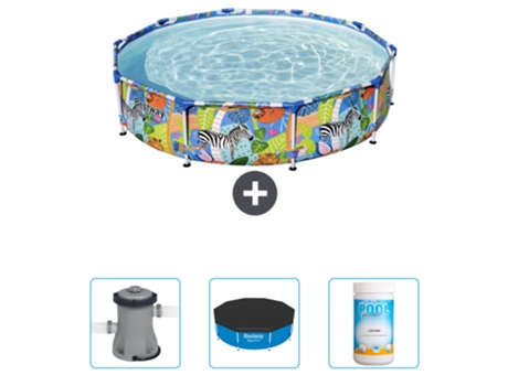 Piscina BESTWAY Round Steel Pro - 305 x 66 cm - Estampado Selva - Incluida Bomba - Cubrir - Cloro
