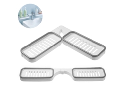 KOFIHETY Porta-Sabonete Autoadhesivo Fuerte para Baño, Ducha y Cocina, Caja de Almacenamiento con Doble Capa y Estante de Pared