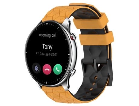 Correa de reloj inteligente para Amazfit GTR 2, 22 mm, textura de fútbol, correa de silicona bicolor (amarillo + negro)
