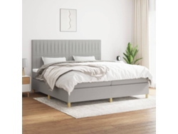 Cama Box Spring Con Colchón Tela Gris Claro 200x200 Cm
