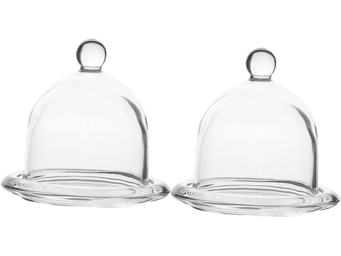Cúpula Transparente Para Bolo De 2 Peças Com Tampa, Suporte Para Exibição De Bolos