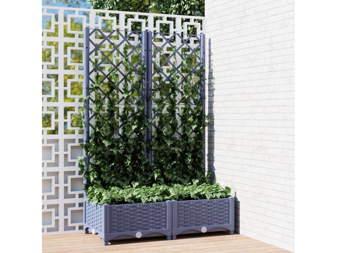 Maceta/Jardinera de Jardín con Enrejado 80X40X121,5 Cm PP Gris Oscuro