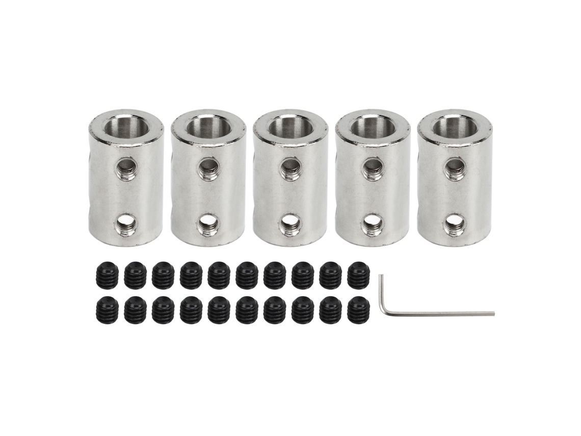 Acoplamiento Cilíndrico Rígido De Acero De 5 Piezas, Borde Delgado De 8 A 8 Mm, Color Plata, Para Transmisión Mecánica.