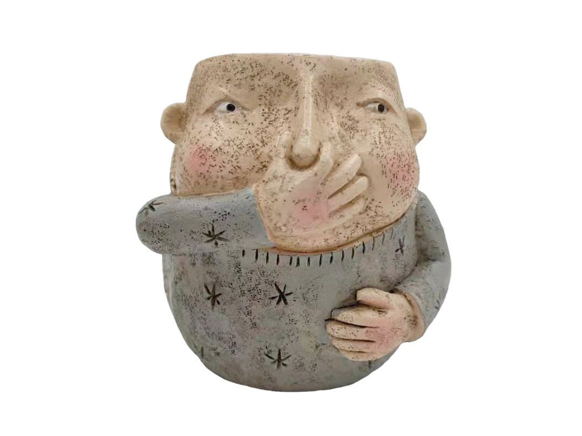 2026-escultura De Niño Tapando Nariz Decoración Baño Divertida Material Resina Gris