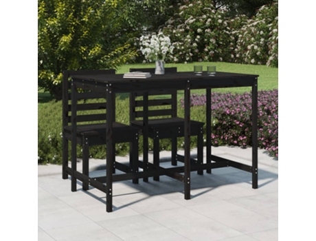 MAISON EXCLUSIVE Mesa de jardín madera maciza pino negro 159,5x82,5x110 cm