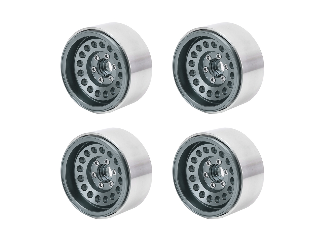 4 Cubos De Rueda Para Coche Rc Crawler 1/10, Aleación De Aluminio Ligera Con Orificio Redondo, Color Titanio.
