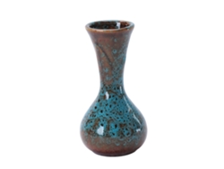 Azul. Altura: 10,8 cm. Diámetro: 5,7 cm. Diámetro interior: 3,4 cm.