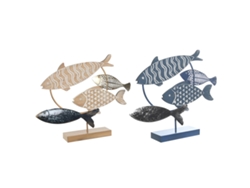 Figura Decorativa DKD HOME DECOR Natural Azul Dorado Metal Madera Espirales Mediterráneo (53 x 9 x 45 cm)