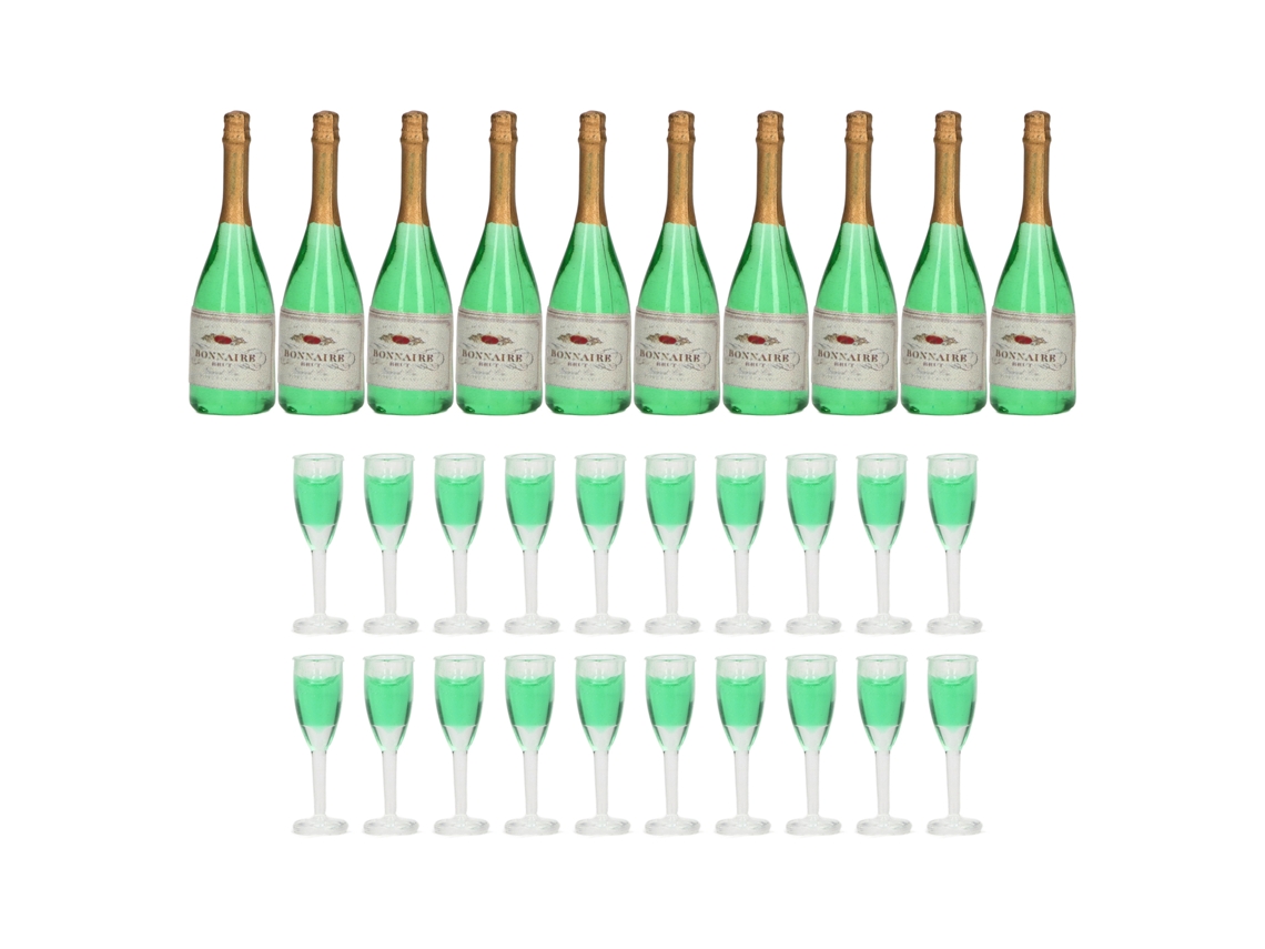 2026-10 Sets Juego De Champán Para Casa De Muñecas Miniatura Modelo Simulación Botellas De Vino Vidrios Miniatura Decoración Diy