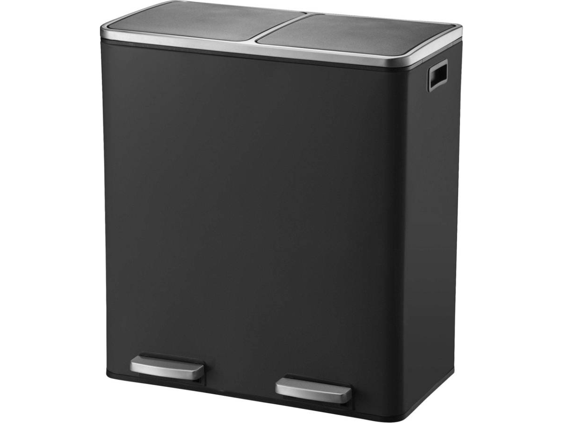Cubo de Basura KITCHEN MOVE (Negro Mate - Acero Inoxidable - 60 L)