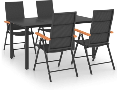 Conjunto 5 de comedor para jardín VIDAXL negro y marrón