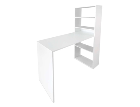 Mesa escritorio estanteria Roy Blanco DUERMETE ONLINE (140CM AL X 122CM AN X 50CM L)
