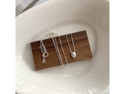 (oro Blanco) Plata De Ley 925, Collar Ovalado De Plata Con Forma De Frijol, Diseño Sencillo Y Elegante Para Quienes Se Desplazan A Diario.