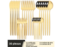 (oro) Juego De Cubiertos De Acero Inoxidable De 30 Piezas: Cuchillo, Tenedor, Cuchara, Cubiertos, Cubiertos