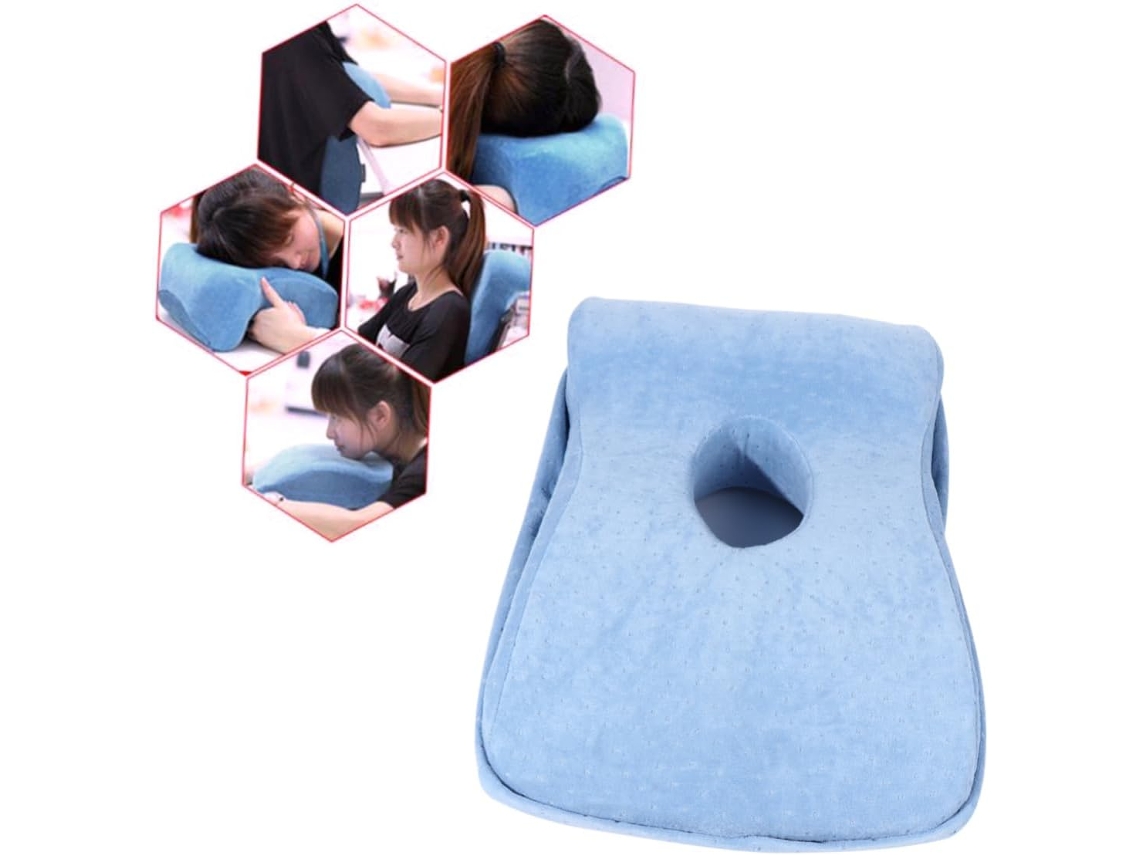 Almohada Cervical De Espuma Viscoelástica Ideal Para La Oficina, Viajes Y Acampadas: Ligera Y Portátil.