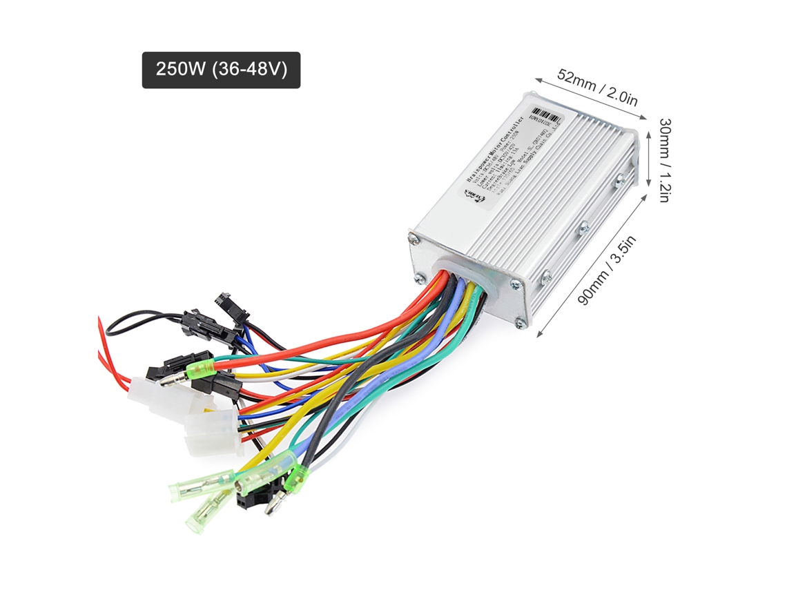 Controlador De Motor Sin Escobillas Para Bicicletas Y Patinetes Eléctricos De 250w/350w Y 36-48v Con Carcasa De Aluminio.