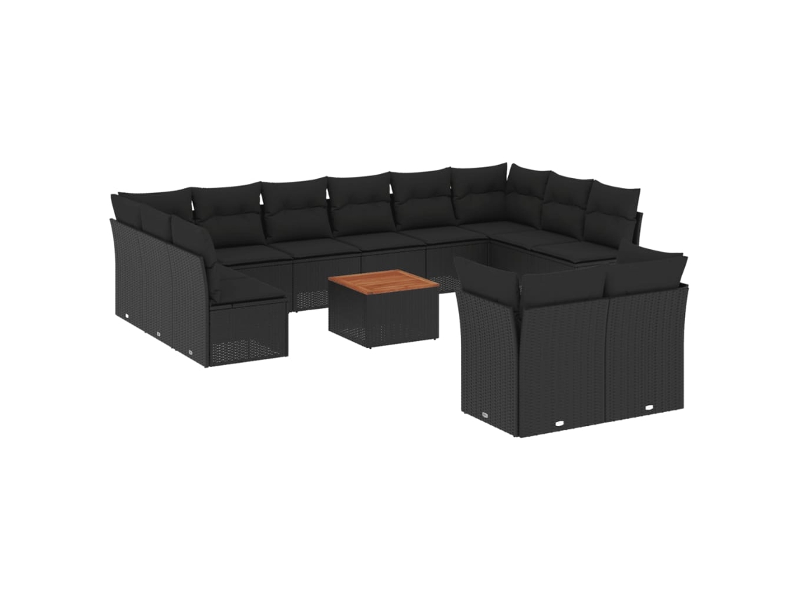 Maison Exclusive - Set De Sofás De Jardín Y Cojines 13 Pzas Ratán Sintético Negro