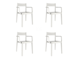 GARBAR DANNA Set 4 Silla Con Brazos Interior Exterior Blanco
