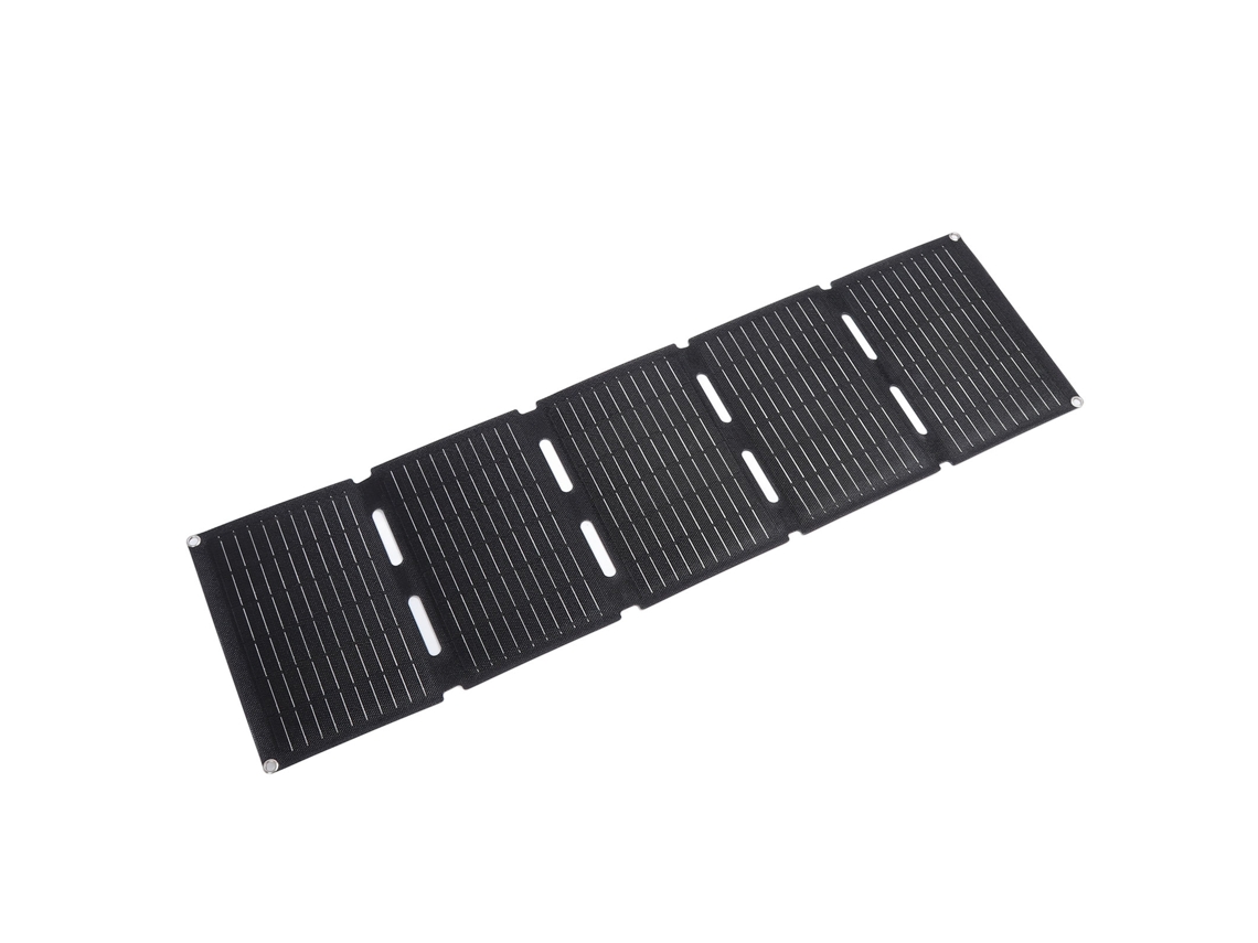 Panel solar plegable con carga rápida por USB y batería monocristalina con clip.