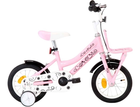 Bicicleta Niños Con portaequipajes delantero vidaxl 12 blanco y rosa infantil plataforma frontal edad 2