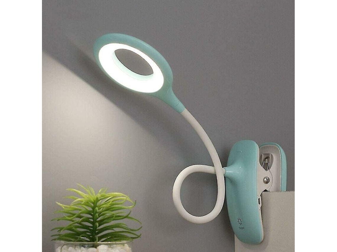 Lámpara de escritorio con pinza y cuello flexible, lámpara de pinza a pilas para estudiar y leer, alimentación por USB, amplia gama de aplicaciones.