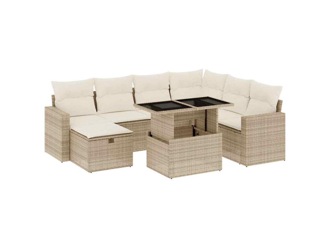 Conjunto 8 De Sofás Para Jardín VIDAXL Beige Poli Ratán