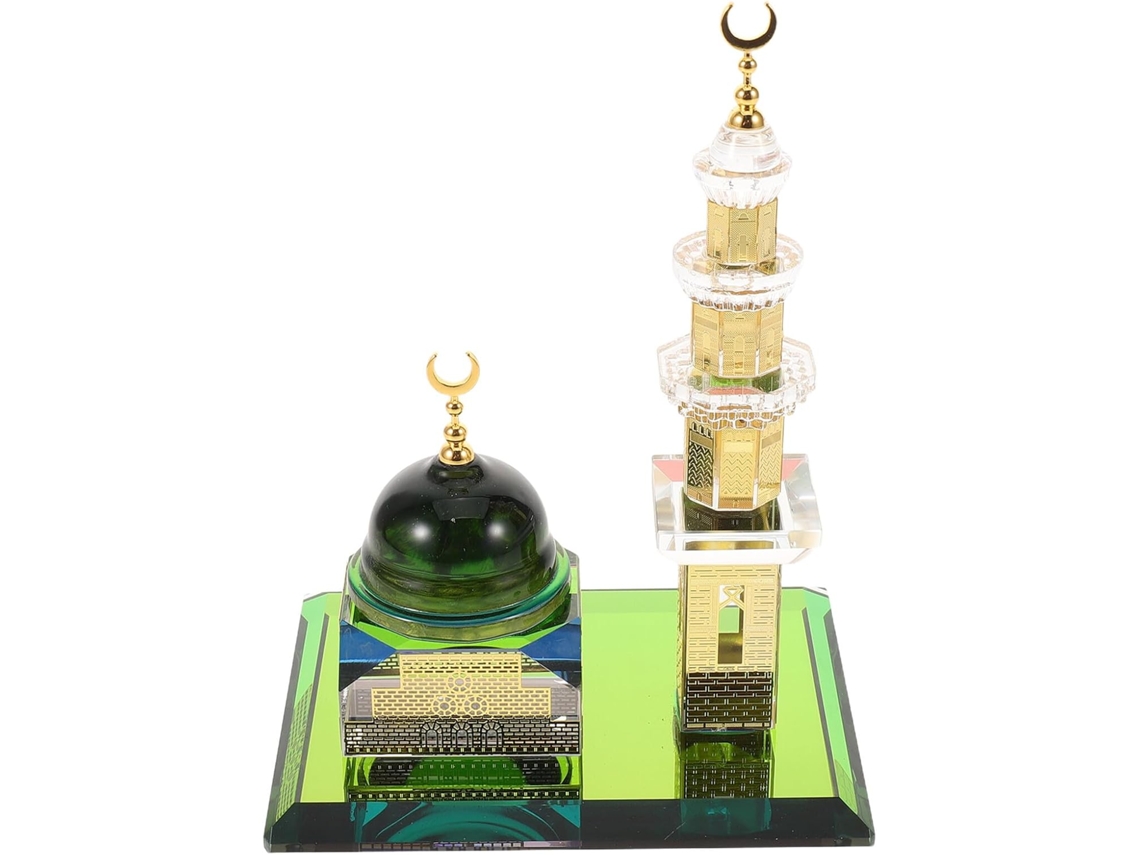 Modelo Islámico De Cristal Decorativo Para Escritorio: La Meca, Kaaba, Dos Torres De Cristal...
