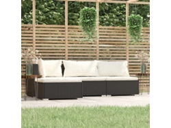 Conjunto de jardín de 4 piezas con cojines en mimbre sintético negro de DKD Home Decor