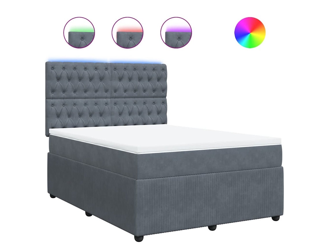 Maison Exclusive - Cama Box Spring Con Colchón Terciopelo Gris Oscuro 140x190 Cm