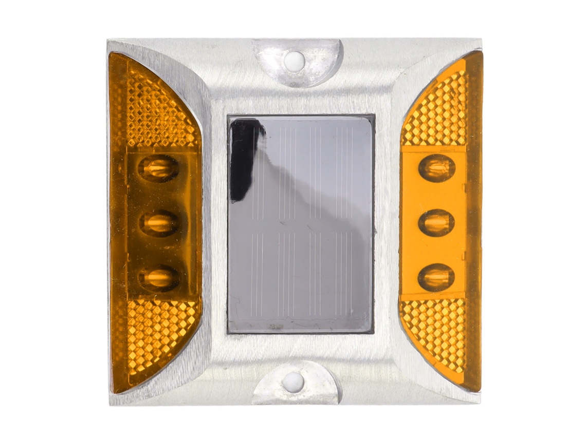 Lámpara solar para terraza 2026, 6 LED, reflectante de doble cara, para entradas de vehículos y caminos peatonales, color amarillo.