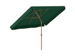 Sombrilla de patio de 300x200x245 cm, de aluminio, con manivela ajustable, protección UV50, color verde.