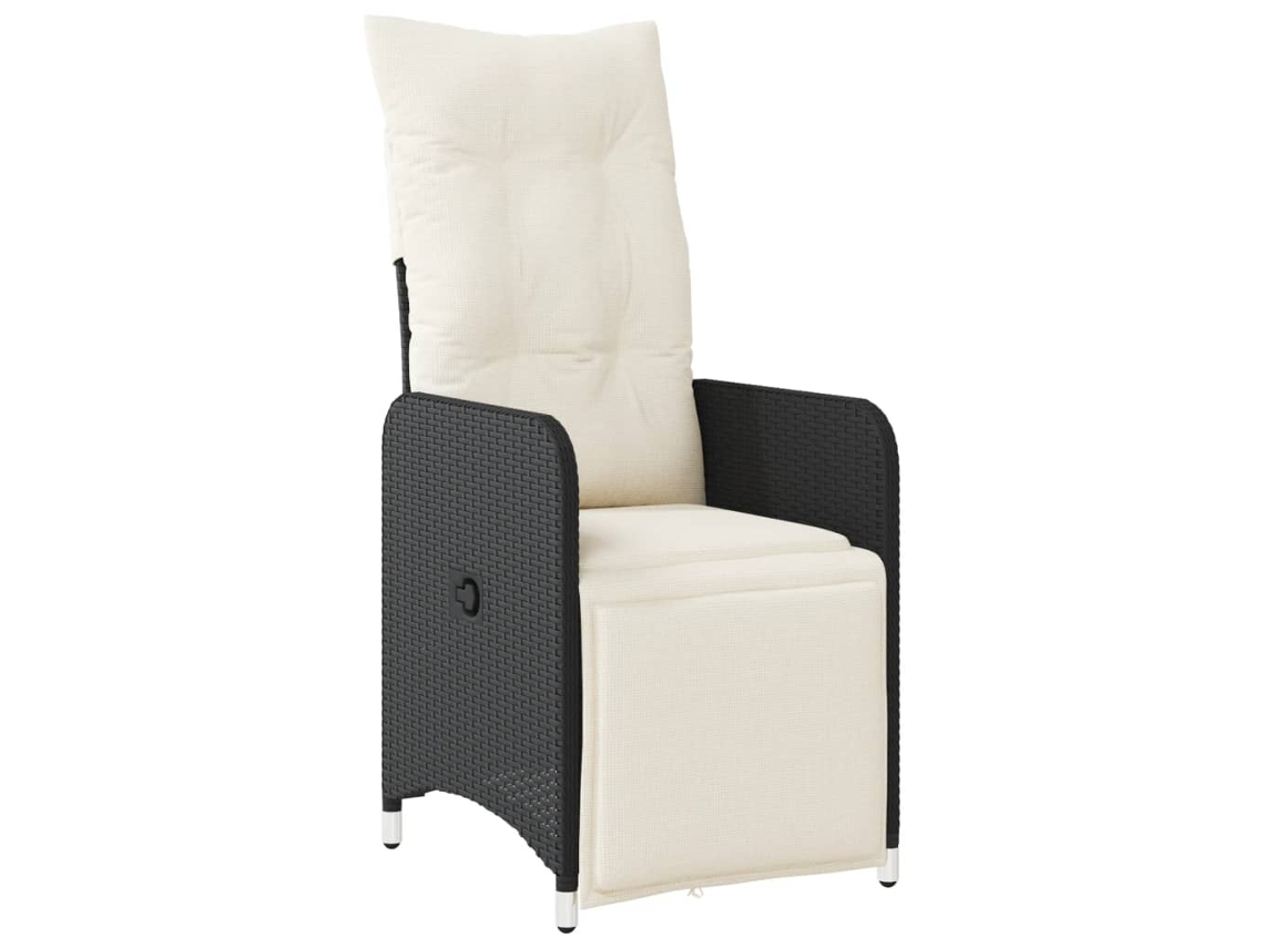 Maison Exclusive - Silla de jardín reclinable con cojines y patas de mimbre negro