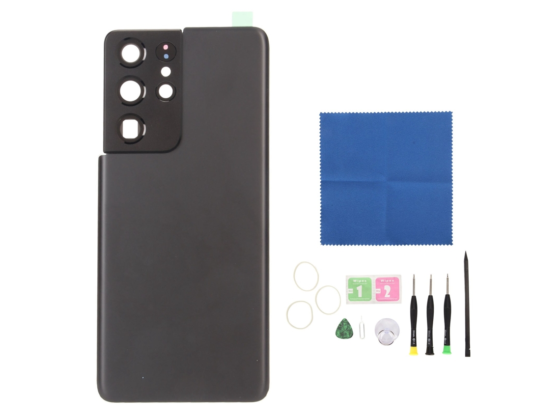 Reemplazo De Cubierta Trasera De Vidrio Con Lente De Cámara Preinstalada Y Cinta Adhesiva Para Galaxy S21 Ultra (negro)