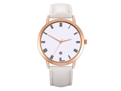 Reloj De Pulsera De Cuarzo Informal Para Mujer Con Caja De Cuero Sintético Blanco Para Estudiantes.