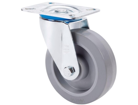 Rueda Giratora Placa 10Zvl80-Pgr Goma Elastica Gris Eje Rodillos ALEX