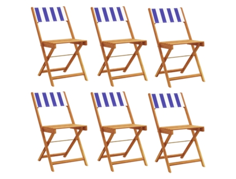 Conjunto 6 Silla De Jardín VIDAXL Azul Madera