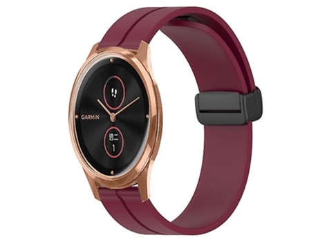 Correa para Garminmove Luxe 20 mm Color sólido Cierre magnético Correa de Reloj de Silicona Rojo Vino VENISYMLIS