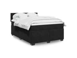 Cama Box Spring Con Colchón Terciopelo Negro 160x200 Cm